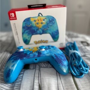 Nintendo Blue Tie-Dye Pikachu Wired Controller for Switch